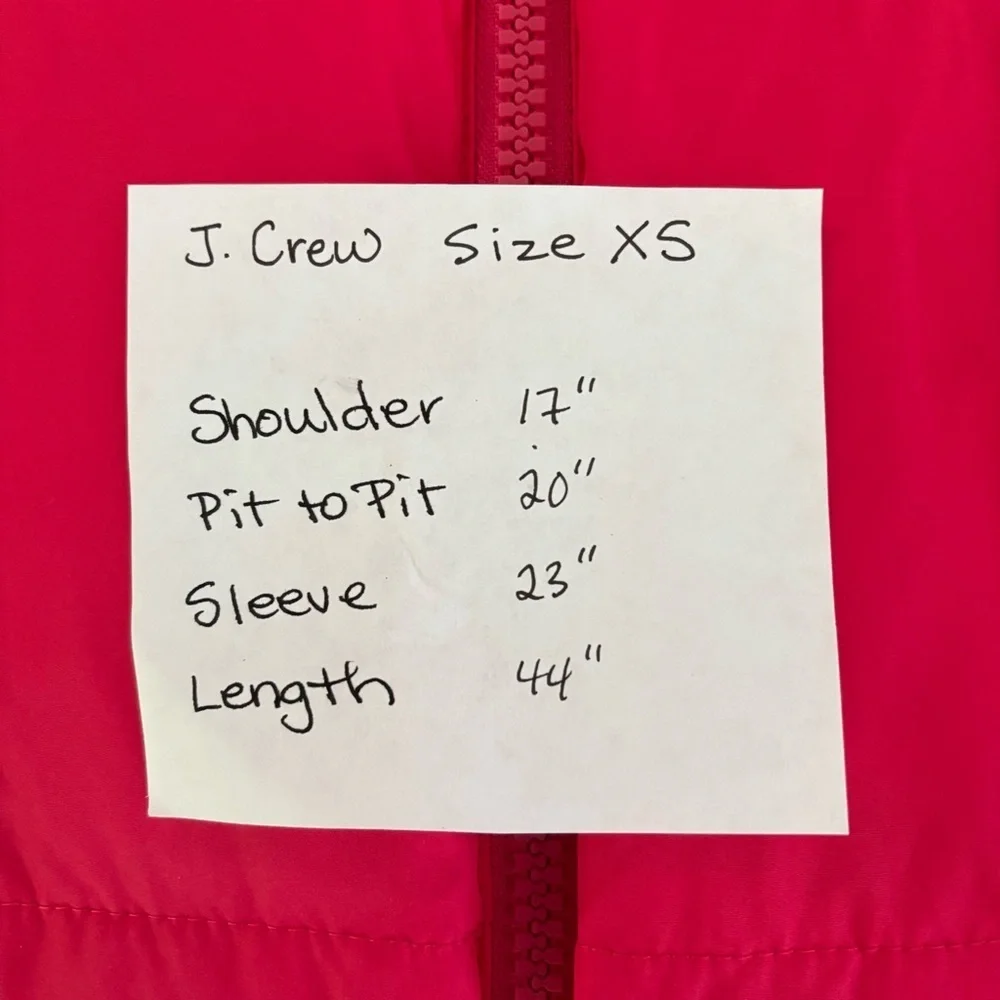 J. Crew Coral Puffer Long Coat w/Belt & Zip-up Front Size XS